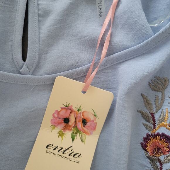 Floral Embroidered Mini Dress Size Small Blue - Picture 7 of 10